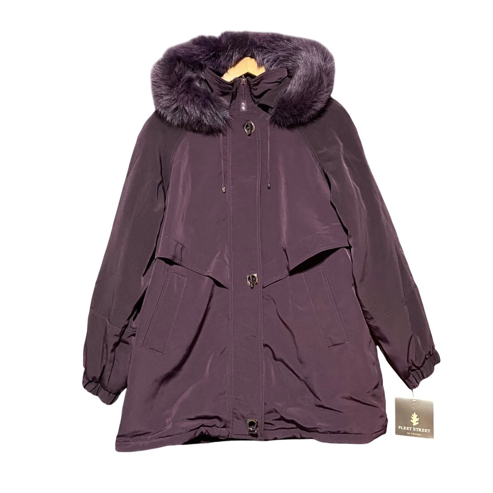 Fleet Street Outdoors Womens Blackberry Purple Fox Fur Trim Parka Jacket 33111BT